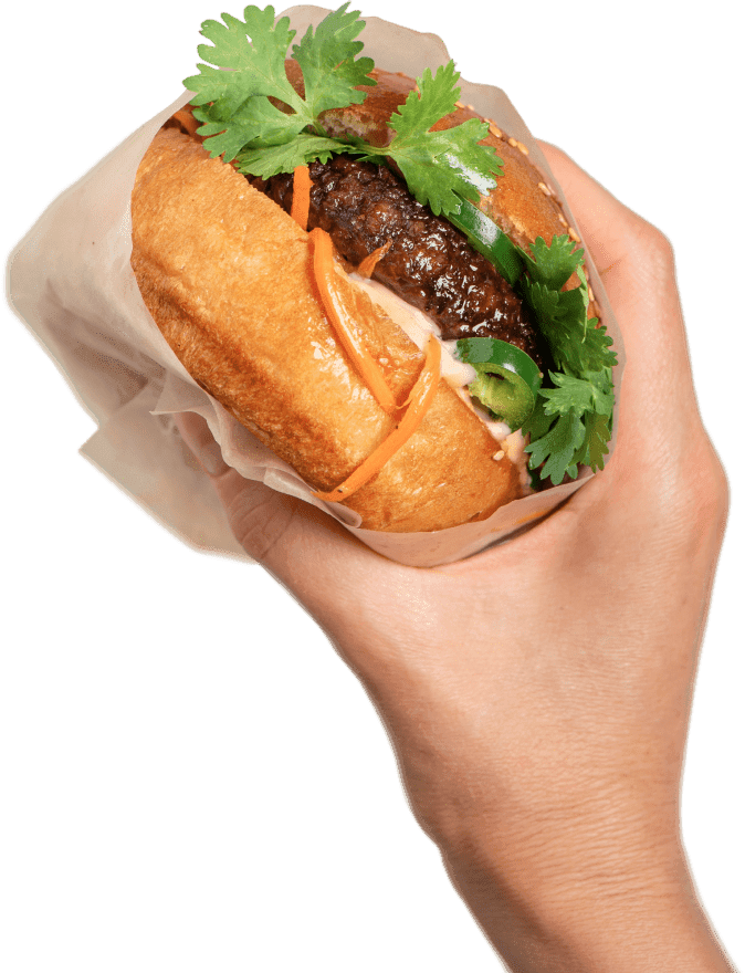 Hand with burger